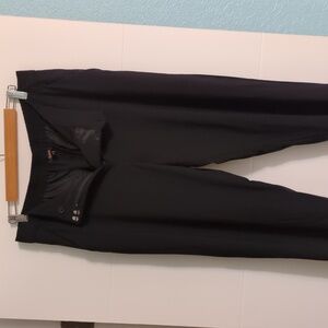 Quince Italian Wool Slim Leg Ankle Pants Stretchy Waist Black Dress Pants Sz 14